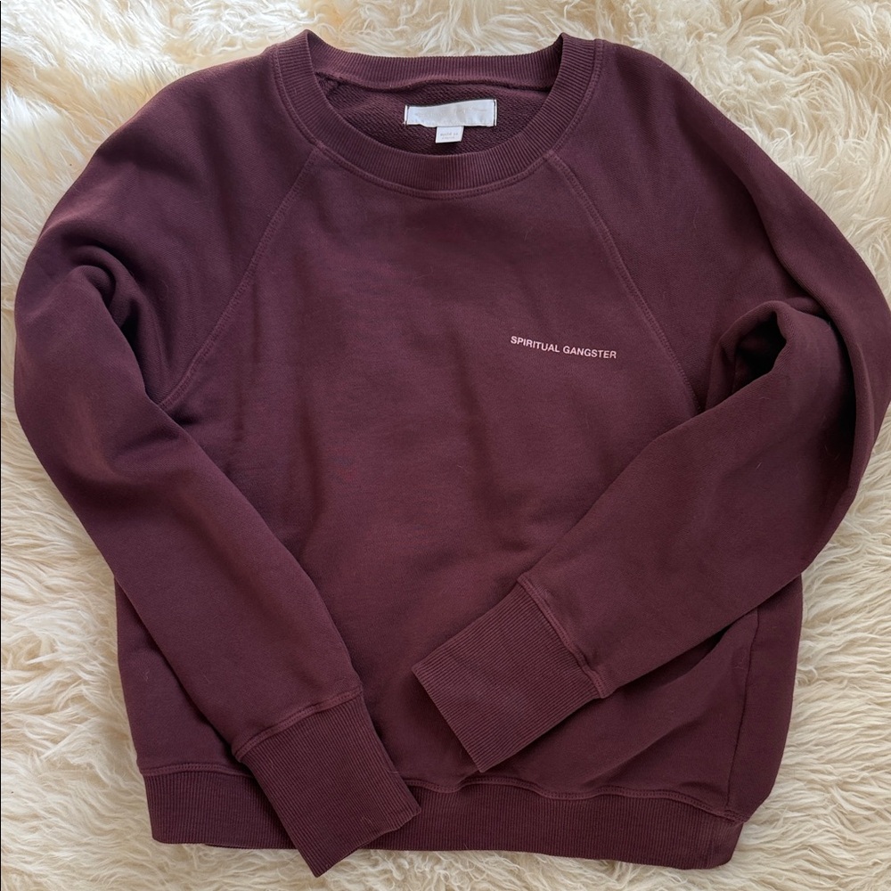Spiritual Gangster Maroon Crew Neck Sweater